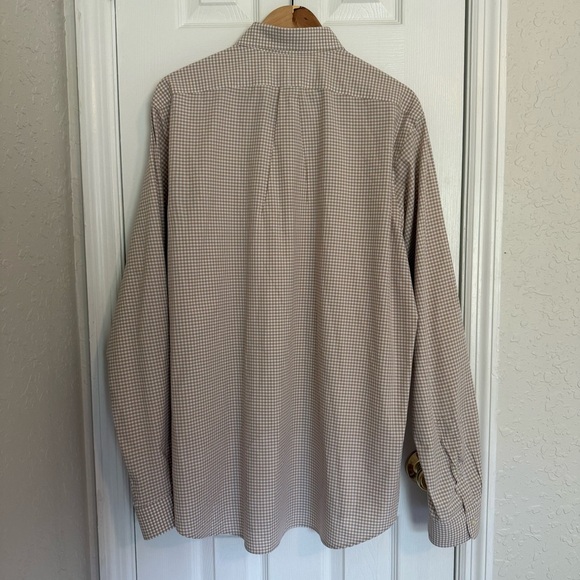 Lauren Ralph Lauren Tan Gingham Poplin Casual Button Down Dress Shirt XL Preppy - Picture 5 of 8